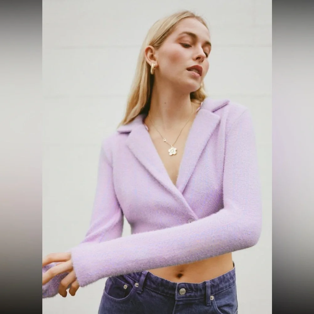 NWT Zara Women's Lavender Pink Cropped Jacket Size M - Picture 2 of 9
